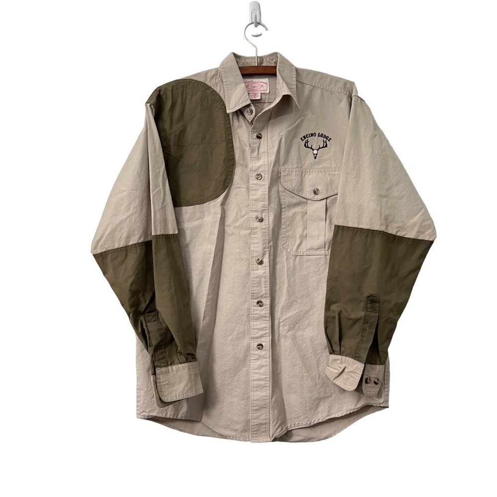 VTG CC Filson Mens Beige Brown Hunting Outdoor Long Sleeve Button Shirt Size M